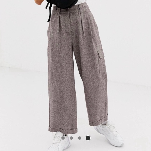 Asos 4 Pleated 100% Cotton Trouser Pant High Waisted Relaxed Wide Leg Minimalist - Picture 10 of 11